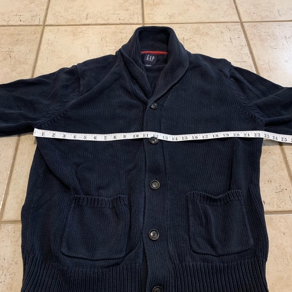 GAP Men's Navy Blue Chunky Knit Shawl Collar Cardigan Sweater XXL - Picture 2 of 5